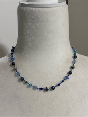 Blue Multi-Bead Necklace - Elegant Artesian Bohemian Summer Vibes